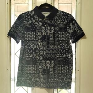 Lands End Bandana Pattern Pullover Polo Shirt Small